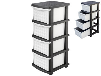 Комод R-Plastic Компакт, 4 ящики, пластик, 34х40х86см, колір сіро-чорний