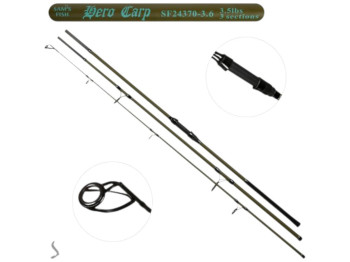 Спінінг короповий штекерний Dero Carp, карбон, 3,6м, тест 180г, колір оливковий