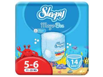 Подгузники - трусики для купания Sleepy Swimming, размер 5 - 6 (11 - 25кг) 14шт