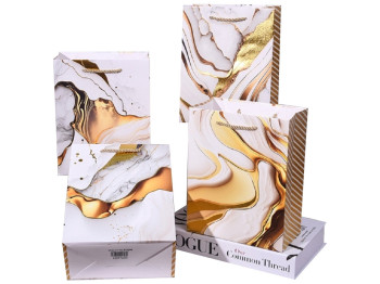 Пакет подарунковий паперовий L Golden Marble, 30х41,5х12см