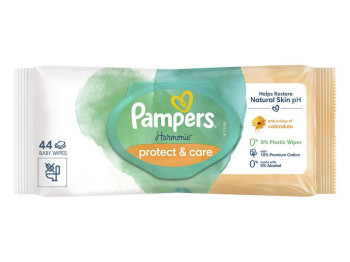 Салфетки влажные детские  Pampers Harmonie Protect & Care, с календулой, без спирта, с клапаном,44шт