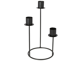 Подсвечник металлический на 3 свечи, 12х24см, цвет - черный