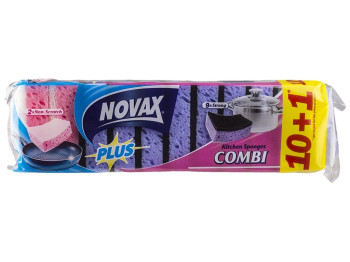 Губки кухонні Novax Plus "Combi" з великими порами 9х6х3см 10шт+1шт в подарунок