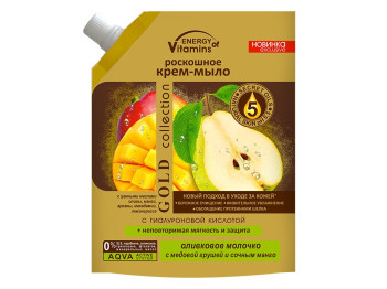 Крем-мило Вкусные секреты "Оливкове молочко з медовою грушею і соковитим манго" у дуопаку 450мл