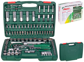 Набор торцов головок HANS, 1/4DR4-14мм и 1/2DR10-32мм, 12г (цена за набор 108 предметов)