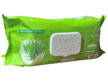Салфетки влажные для уборки Sleepy extra easy clean с уксусом, содой и алоэ, с клапаном, 100шт
