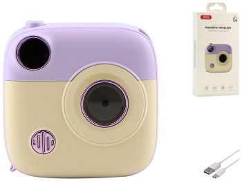 Power Bank XO PR223 Magnetic 15W mini camera digital display 10000mAh Цвет Фиолетовый+белый