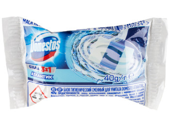 Блок для чистки унитаза Domestos "Атлантик" гигиенический 40г запаска
