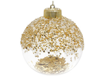 Ялинкова куля з блискітками всередині, 10см, колір - золото