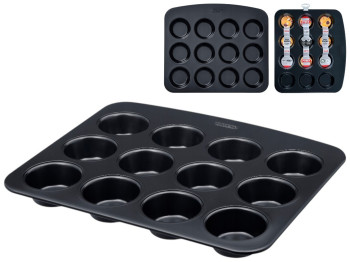 Форма для маффинов Pyrex Glide, на 12шт, углеродистая сталь, антипригарное покрытие, 36×31×3см, 7см
