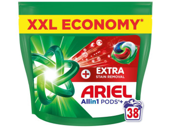 Капсулы для стирки Ariel All-in1 Pods+ Extra Stain Removal, для белого белья, 38шт