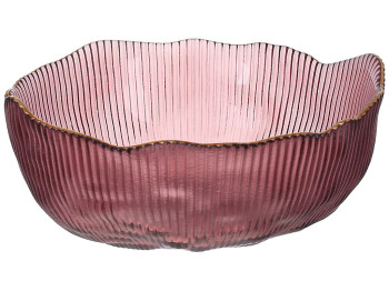 Салатник стеклянный Fleur пурпурный с золотым ободком, D17x7см