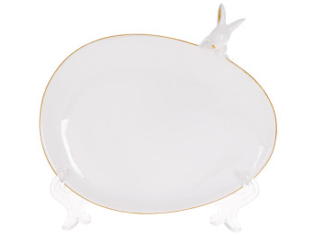 Блюдо керамическое сервировочное Bunny, 17см, цвет - белый с золотом