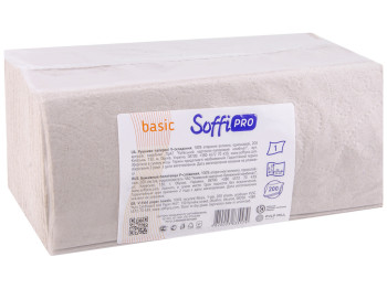 Полотенца бумажные SoffiPRO Basic V-сложения однослойные, серые, 100% вторичное волокно 200шт