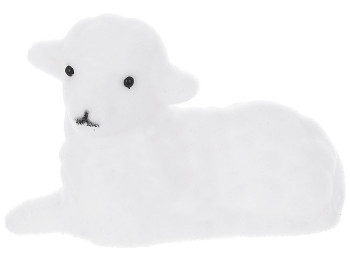 Фігурка декоративна баранчик з флоковим напиленням, 10,5x6,5см, колір – білий