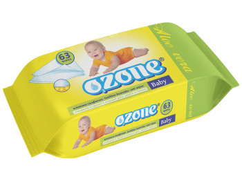 Вологі серветки дитячі "OZONE" "З екстрактом алое" 63шт