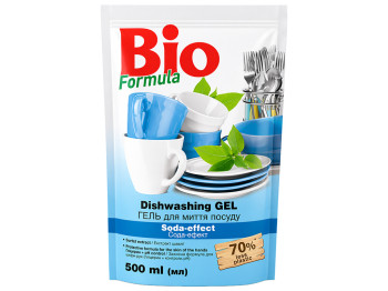Гель для миття посуду Bio Formula Сода ефект, з содою та гліцерином, 500мл, дойпак