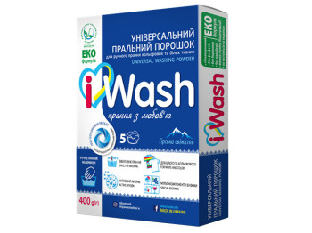 Стиральный порошок универсальный iWash "Горная свежесть" для ручной стирки 400г (67254)