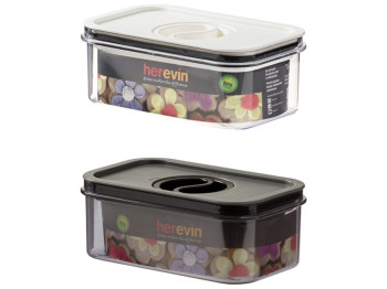 Контейнер Herevin Canister-Vacuum Lid-White-Black, вакуумная крышка, 600мл, 8699038126848