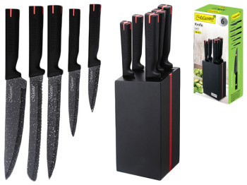 Набор ножей кухонных Maestro нержавеющая сталь, с деревянной подставкой (цена за набор 6 предметов)