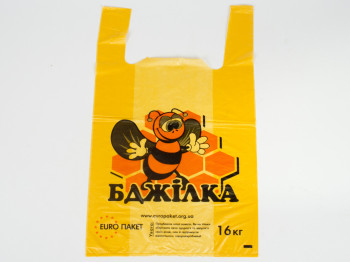 Кулек с ручками типа "майка" "Бджілка" (100шт) 30x50