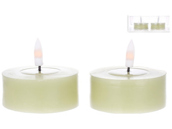 Набор светодиодных свечей, теплый белый свет, цвет - травяно-зеленый (цена за набор 2шт)