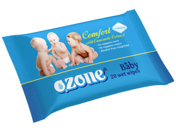 Вологі серветки дитячі "OZONE" "З екстрактом ромашки BigSize" 20 шт