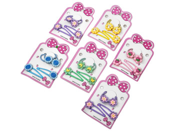 Аксессуары для волос (2 резинки, 2 заколки)