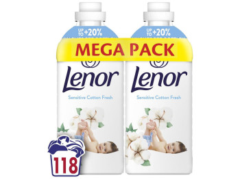 Кондиционер для белья Lenor Свежесть хлопка, для чувствительной кожи, 118 циклов, 1,239лх2шт