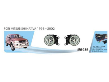 Фары дополнительные MB-038 для Mitsubishi Pajero Sport/Nativa (1998-2008), H3, 12V, 55W, с проводкой