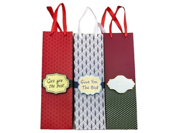 Пакет подарунковий паперовий під пляшку Give you the best, 36x12x9см