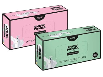 Салфетки бумажные Снежная Панда Extra Care с лосьоном, 90шт