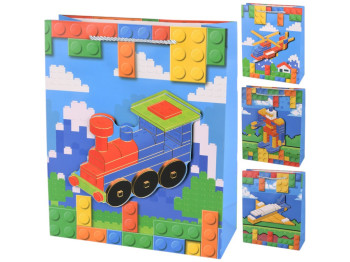 Пакет подарочный Constructor 3D, бумага, 18х23х10см, 4 дизайна (цена за 1шт)
