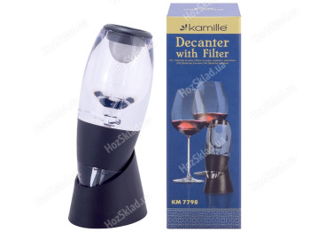 Декантер для вина акриловый Kamille с фильтром и подставкой 7,8х8,5х22,5см