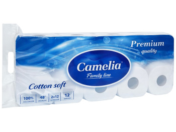 Папір туалетний Camelia Premium, 3 шари, 10 рулонів, 161 лист, 100% целюлоза, колір білий