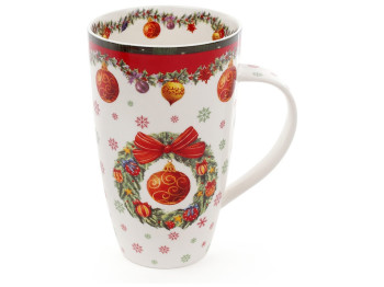 Кружка фарфоровая Рождественский орнамент, 600мл