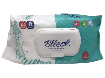 Салфетки влажные детские Elleo Soft с экстрактом алоэ и клапаном, 120шт