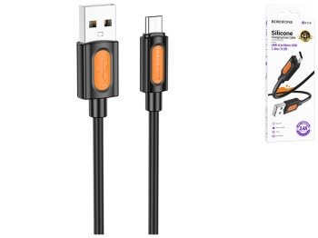 Кабель USB Borofone BX114 Silicone Micro 2.4A, 1м, колір чорний