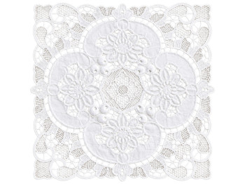 Салфетка сервировочная кружевная Lace Medallion, молочно-белая, 27×27 см