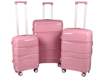 Чемодан поліпропілен (PP) 20/24/28, рожевий (ціна за набір 3шт)