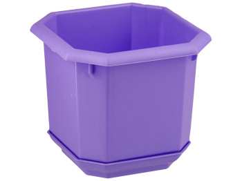 Горшок для цветов восьмигранный с подставкой 9,5x9,5см (нар. 12x12см) (цвет фиолетовый) Консенсус