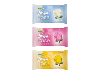 Салфетки влажные для кожи рук и тела Sleepy rose garden, без спирта, 15шт
