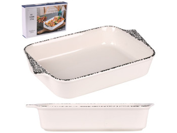 Форма для запекания Stains, керамика, 800мл, 25×15,5×5см, цвет белый с черным кантом