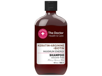 Шампунь для волосся The Doctor Keratin + Arginine + Biotin Maximum Energy, з кератином, 355мл