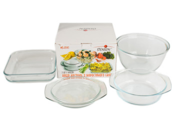 Посуда термостекло Stenson (цена за набор 3 предмета) 1,5л-1,8л-5л HSTC017