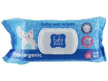Влажные салфетки детские Baby Zaya гипоаллергенные 120шт с клапаном