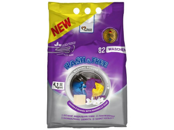 Порошок для прання універсальний Wash&Free, Жасмин та лаванда з марсельським милом, 4,1кг