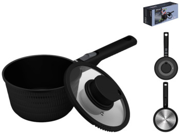 Сотейник Ringel Grey Line, с крышкой, съемная ручка, алюминий, 1,4л, 16см, цвет черный