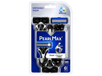Бритвы одноразовые PearlMax с 6 лезвиями, витамин E и алоэ, 6шт