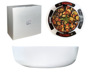 Емкость для запекания, круглая, стеклокерамика, 1,1л, 18х6см, цвет белый